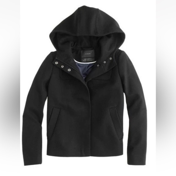J. Crew Jackets & Blazers - J. Crew Women's Melton Wool Hooded Jacket In Black